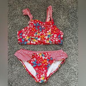 Cat & Jack Floral Kids Bikini - Red and Blue